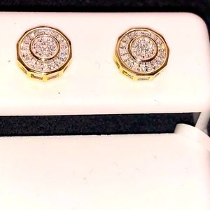 10k solid gold REAL DIAMOND earrings HUGE SALE WOW